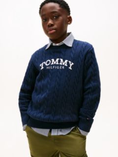 Logo Cable Knit Jumper — Blue 1