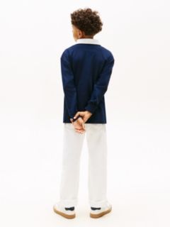 Heritage Colour-Blocked Flag Long Sleeve Polo Shirt — Blue 4