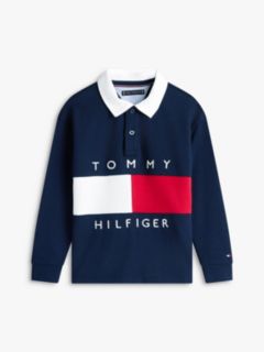 Heritage Colour-Blocked Flag Long Sleeve Polo Shirt — Blue 5