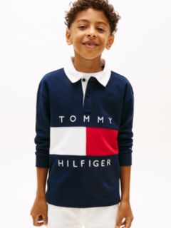 Heritage Colour-Blocked Flag Long Sleeve Polo Shirt — Blue 1