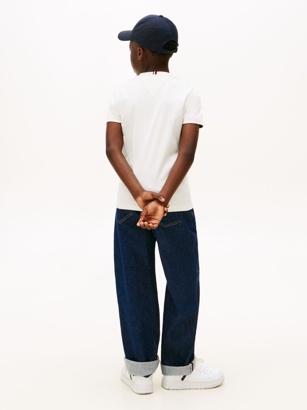 Logo Embroidery Interlock Knit T-Shirt — White