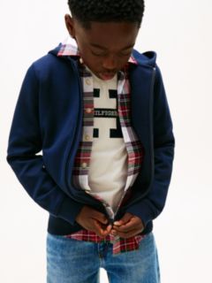 Logo Embroidery Interlock Knit Zip-Thru Hoody — Blue 2