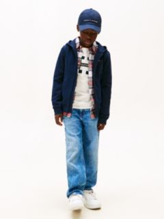 Logo Embroidery Interlock Knit Zip-Thru Hoody — Blue 3