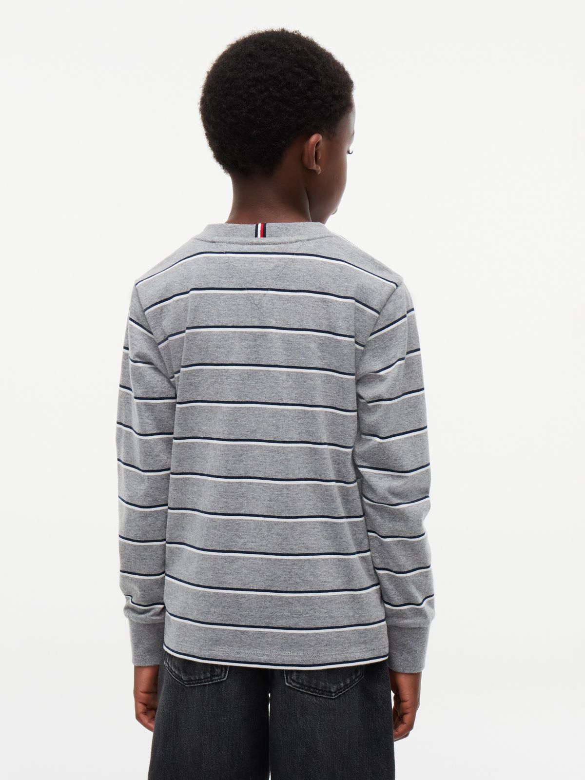 Stripe Relaxed Long Sleeve T-Shirt — Grey