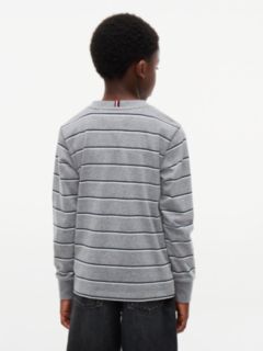 Stripe Relaxed Long Sleeve T-Shirt — Grey 4