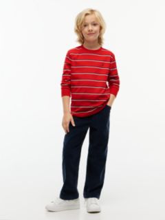 Stripe Relaxed Long Sleeve T-Shirt — Red 2