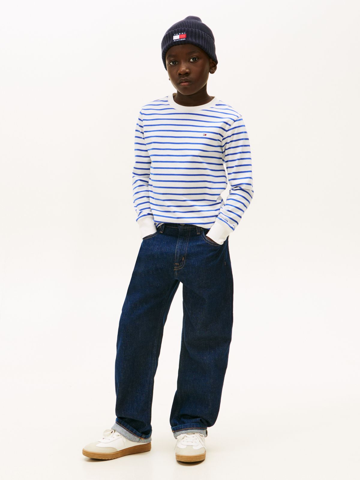Stripe Relaxed Long Sleeve T-Shirt — White
