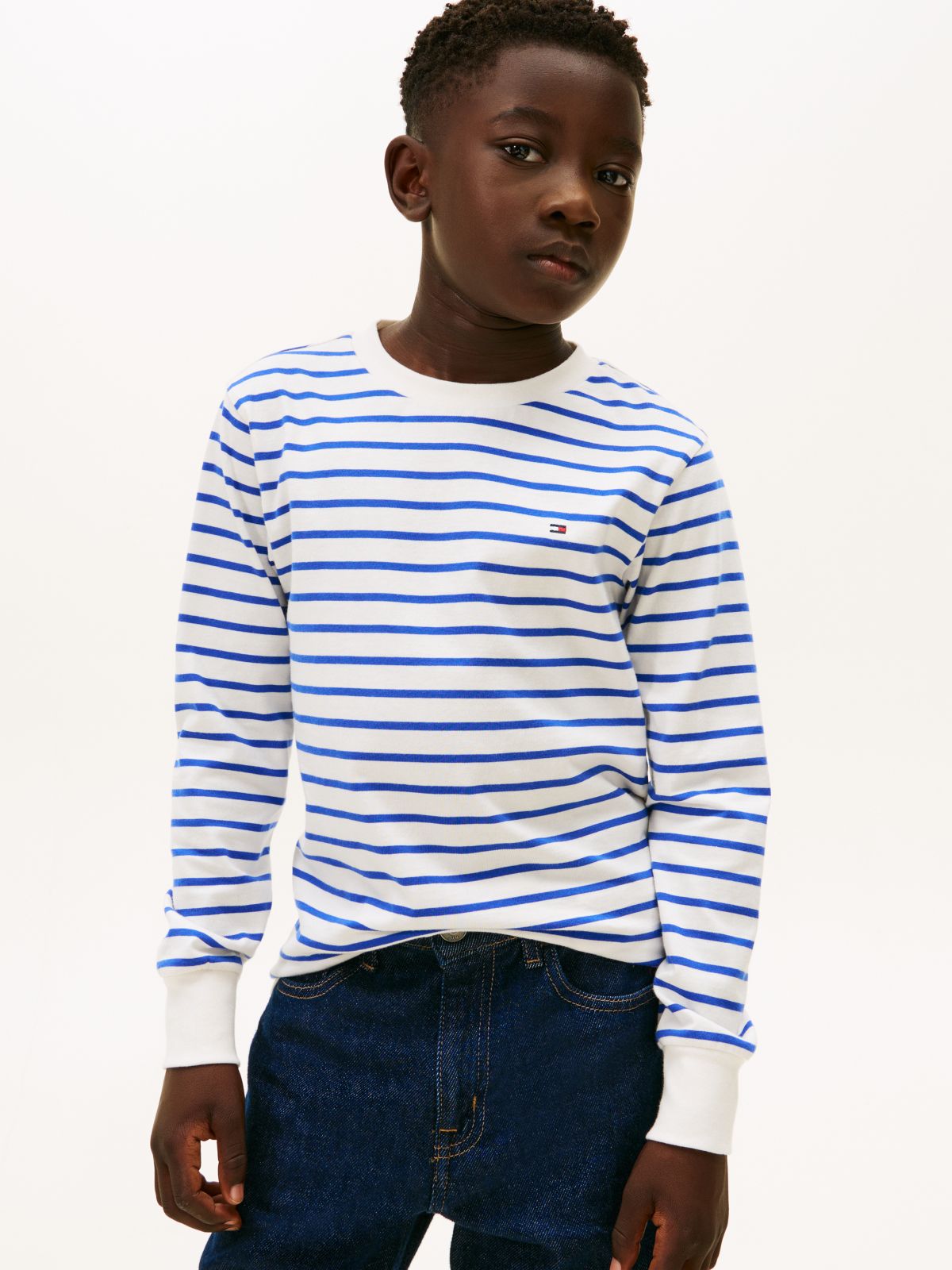 Stripe Relaxed Long Sleeve T-Shirt — White