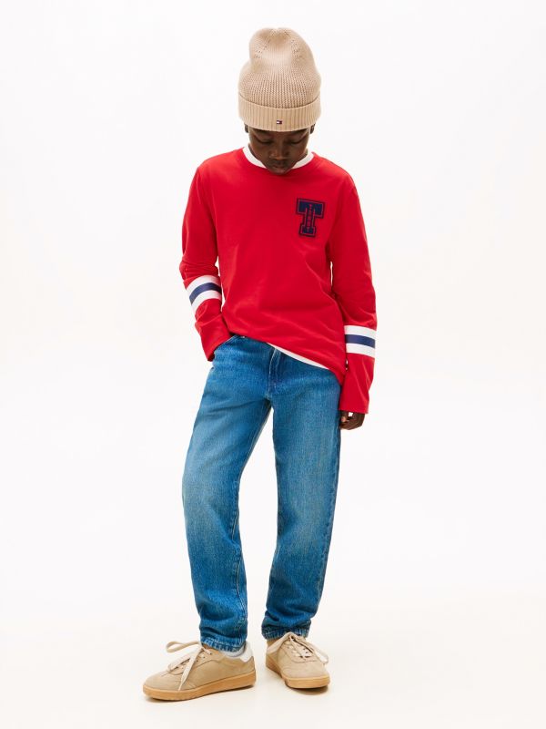 Dark Wash Straight Leg Jeans — Blue