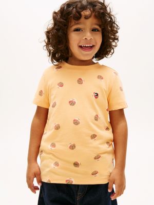 orange rundhals-t-shirt aus jersey mit print für jungen - tommy hilfiger