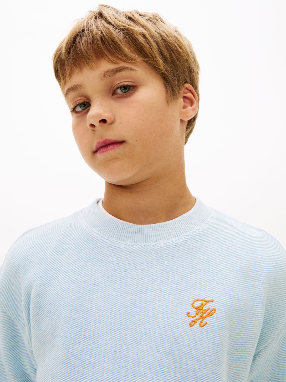 Logo Embroidery Jersey Twill T-Shirt — Blue