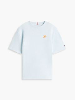 Logo Embroidery Jersey Twill T-Shirt — Blue 5
