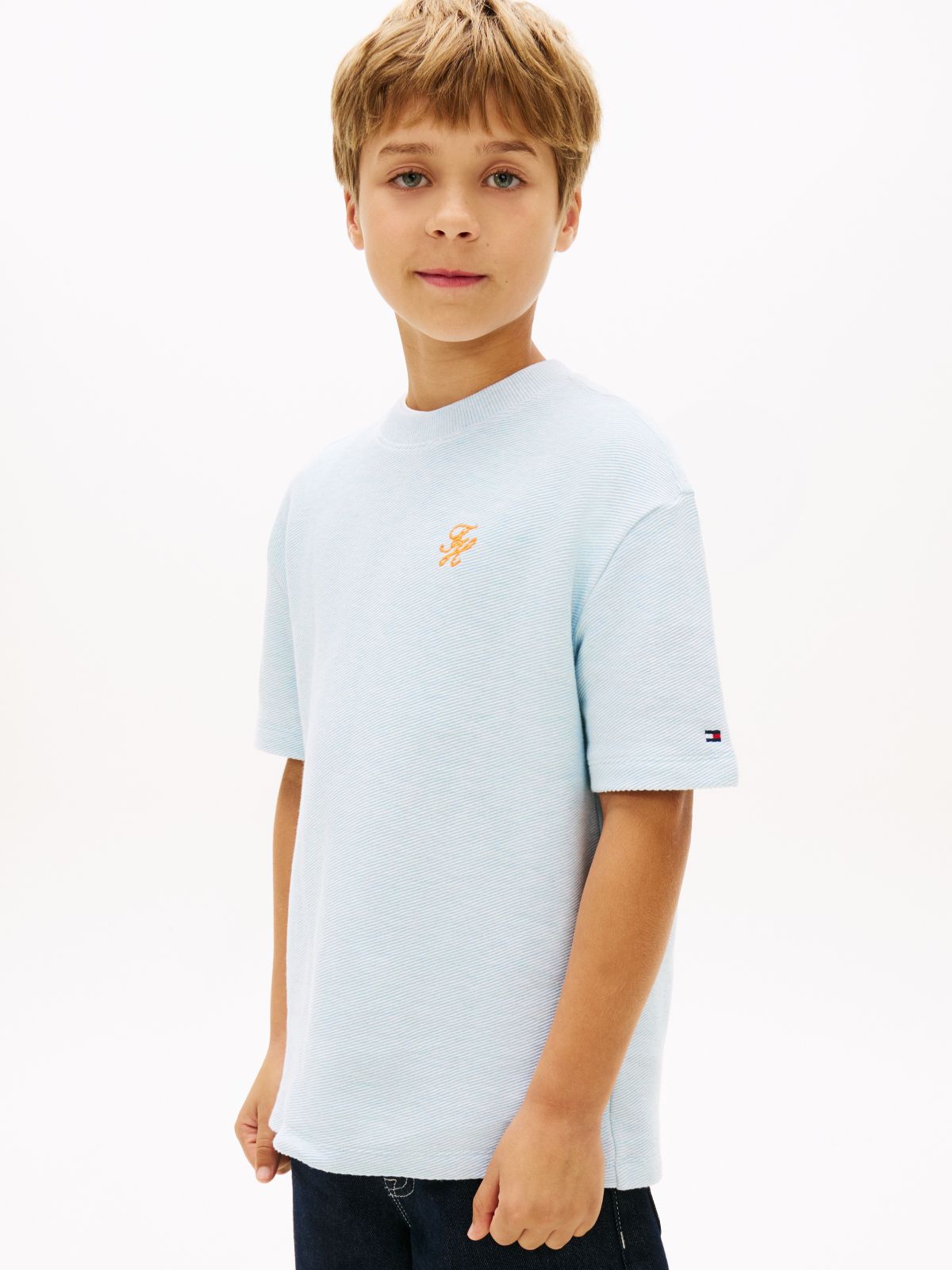Logo Embroidery Jersey Twill T-Shirt — Blue