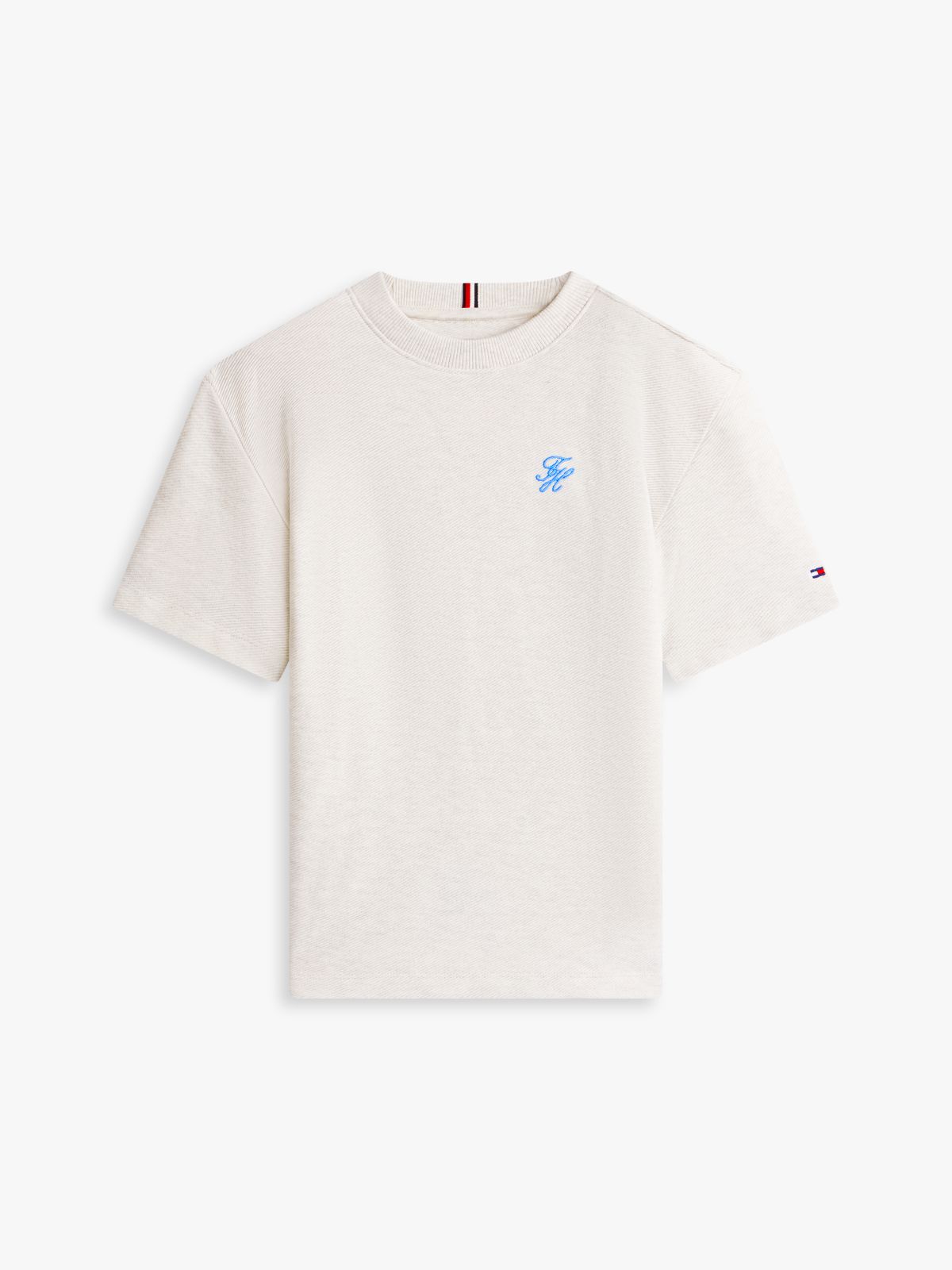 Logo Embroidery Jersey Twill T-Shirt — White