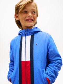 Colour-Blocked Flag Hooded Jacket — Blue 2