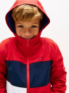 Colour-Blocked Flag Hooded Jacket — Red 2