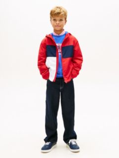 Colour-Blocked Flag Hooded Jacket — Red 3