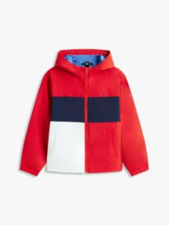 Colour-Blocked Flag Hooded Jacket — Red 5
