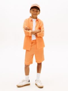 Linen Blend Relaxed Shorts — Orange 1