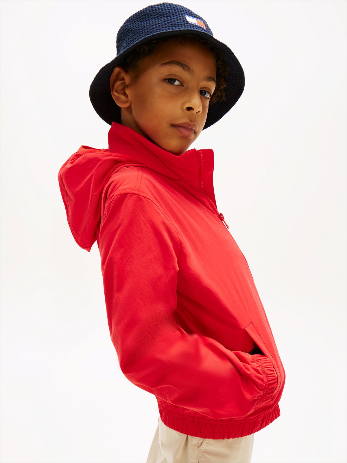 Essential Zip-Thru Hooded Jacket — Red