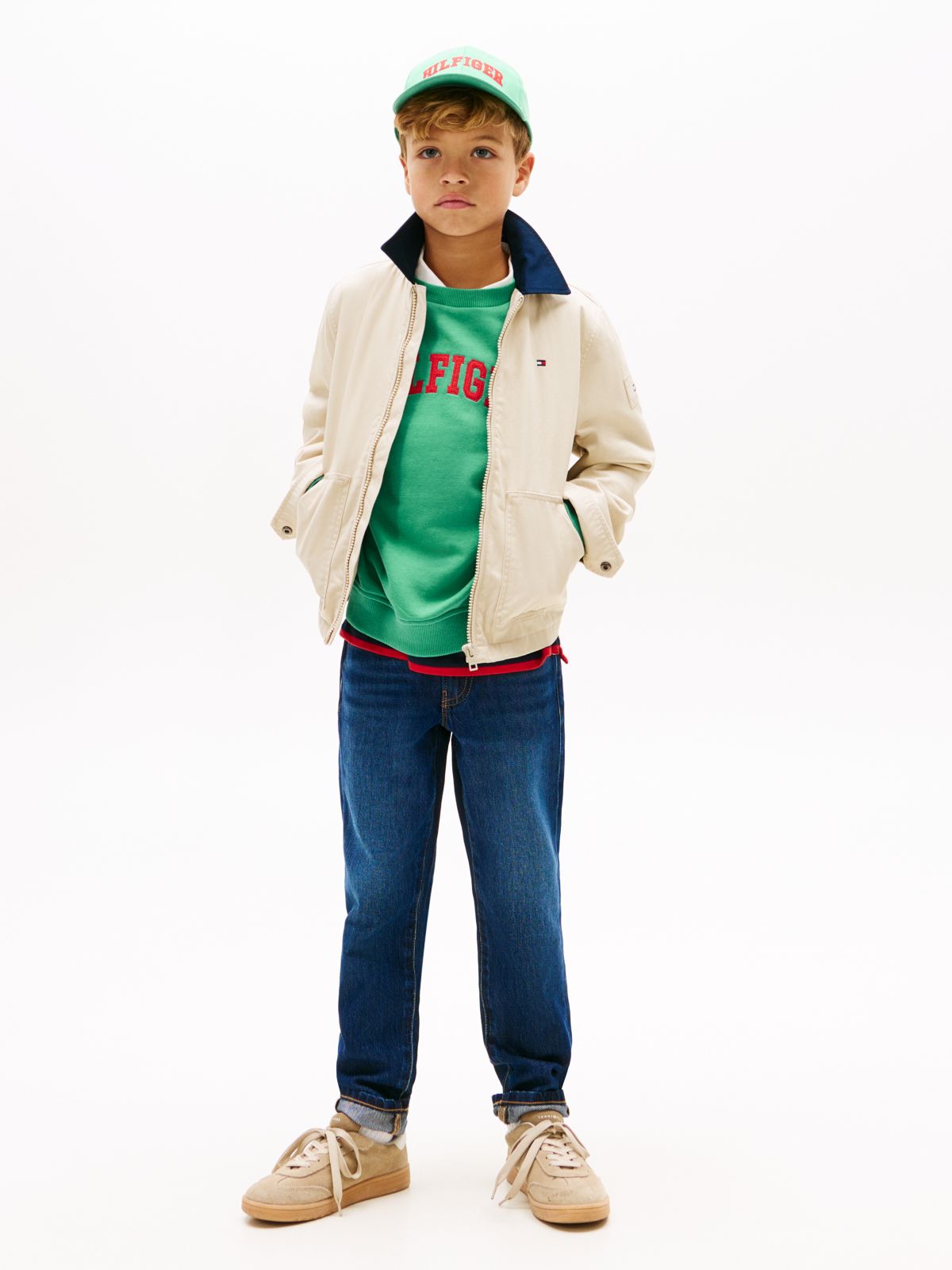 Whiskered Straight Leg Jeans — Blue