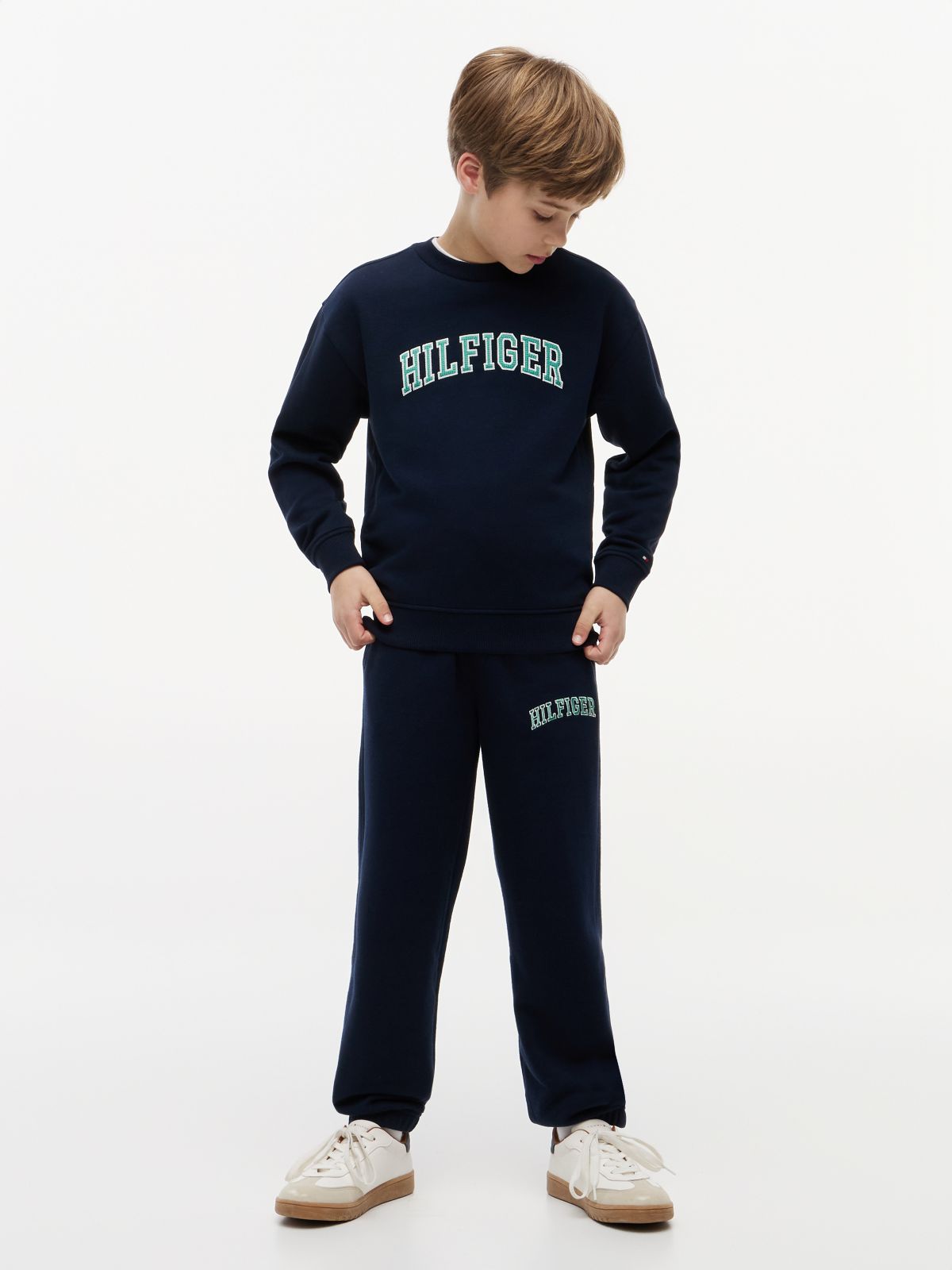 Logo Terry Crew Neck Sweatshirt — Blue