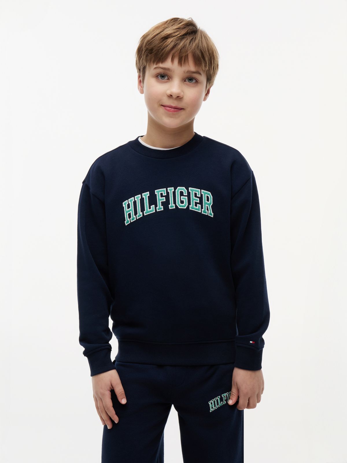 Logo Terry Crew Neck Sweatshirt — Blue
