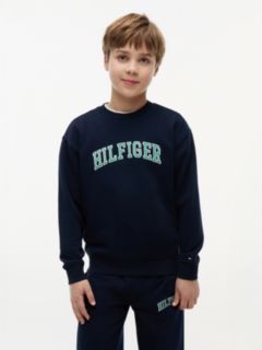 Logo Terry Crew Neck Sweatshirt — Blue 1
