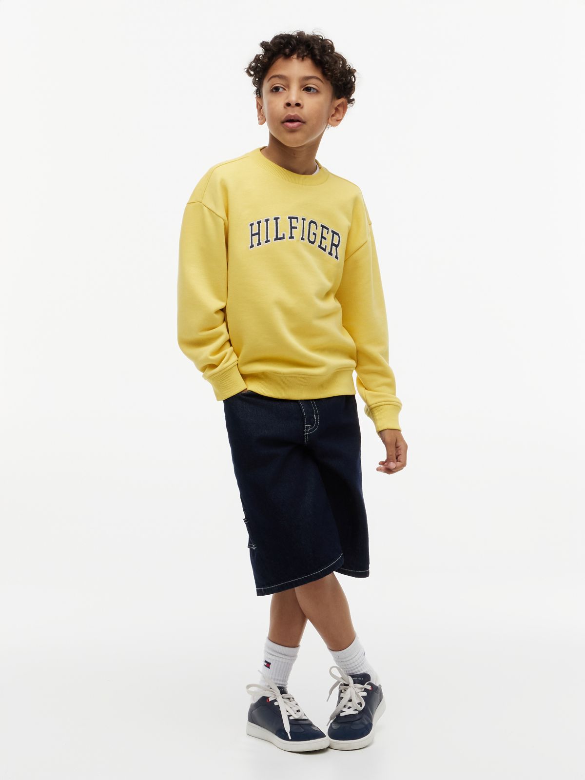 Logo Terry Crew Neck Sweatshirt — Yellow
