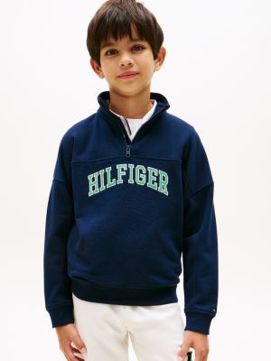 blue logo-sweatshirt aus terry mit reißverschluss für jungen - tommy hilfiger