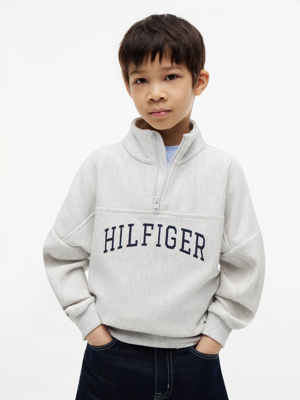 Logo Terry Quarter-Zip Sweatshirt — Grey
