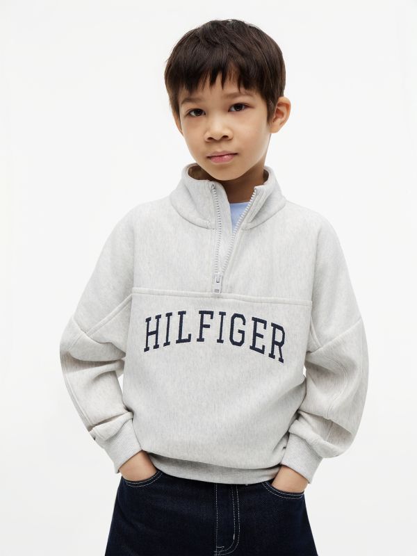 Logo Terry Quarter-Zip Sweatshirt — Grey