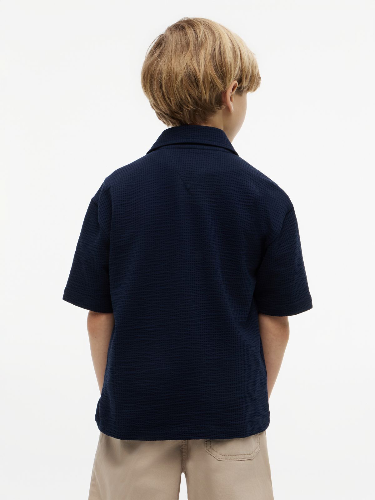 Essential Relaxed Fit Seersucker Short Sleeve Shirt — Blue