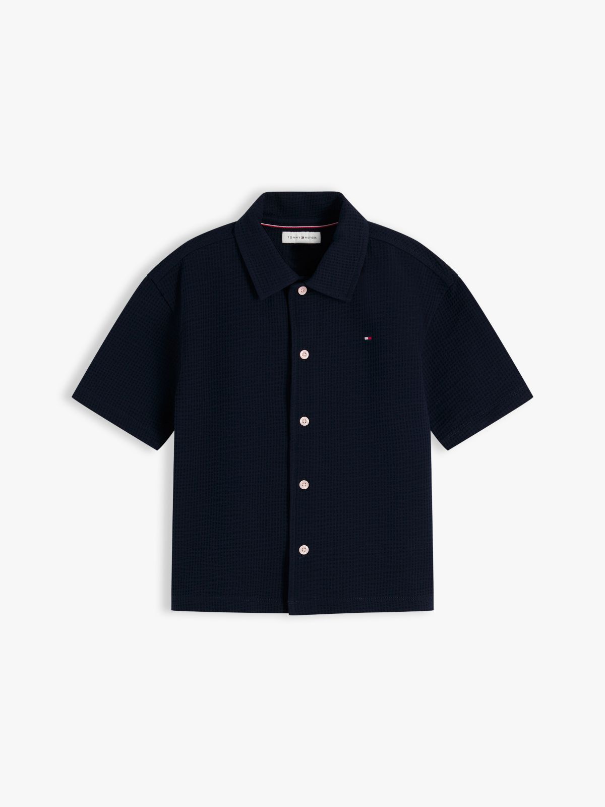 Essential Relaxed Fit Seersucker Short Sleeve Shirt — Blue
