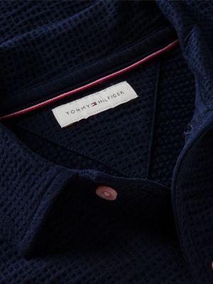 camicia relaxed fit a maniche corte blu da bambini tommy hilfiger