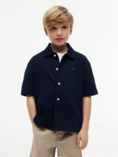 Essential Relaxed Fit Seersucker Short Sleeve Shirt — Blue 1
