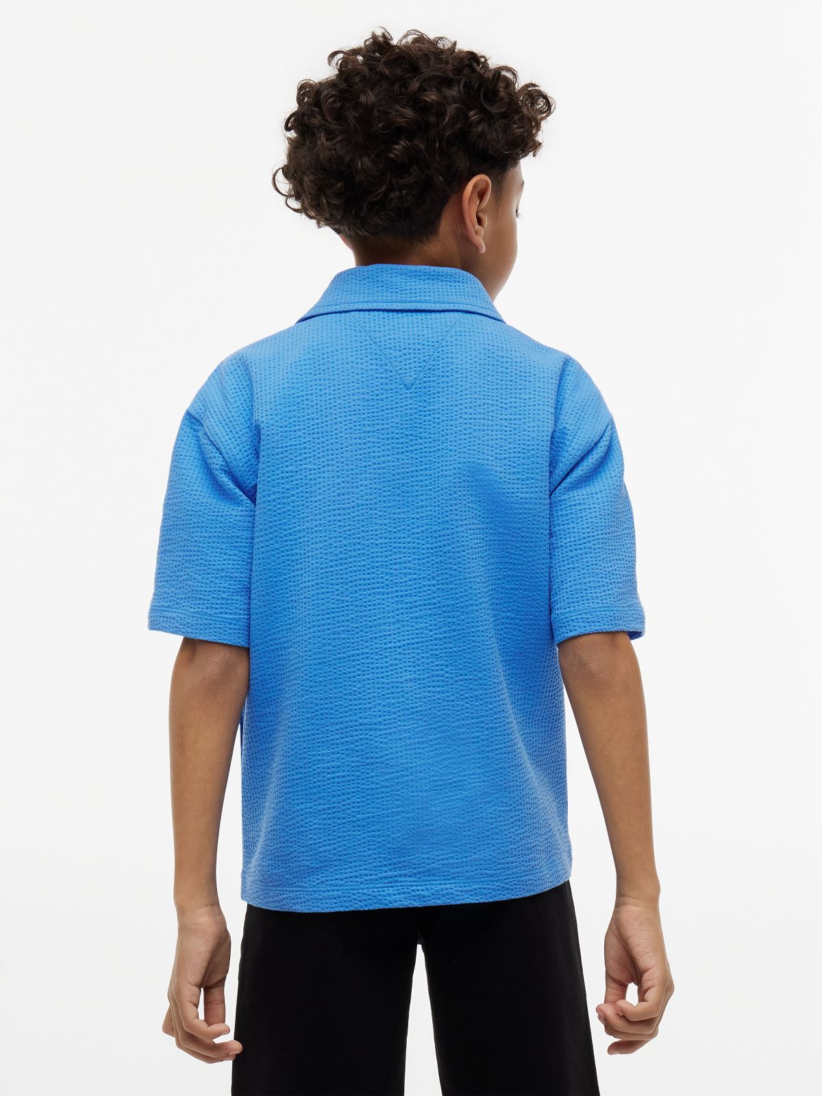 Essential Relaxed Fit Seersucker Short Sleeve Shirt — Blue