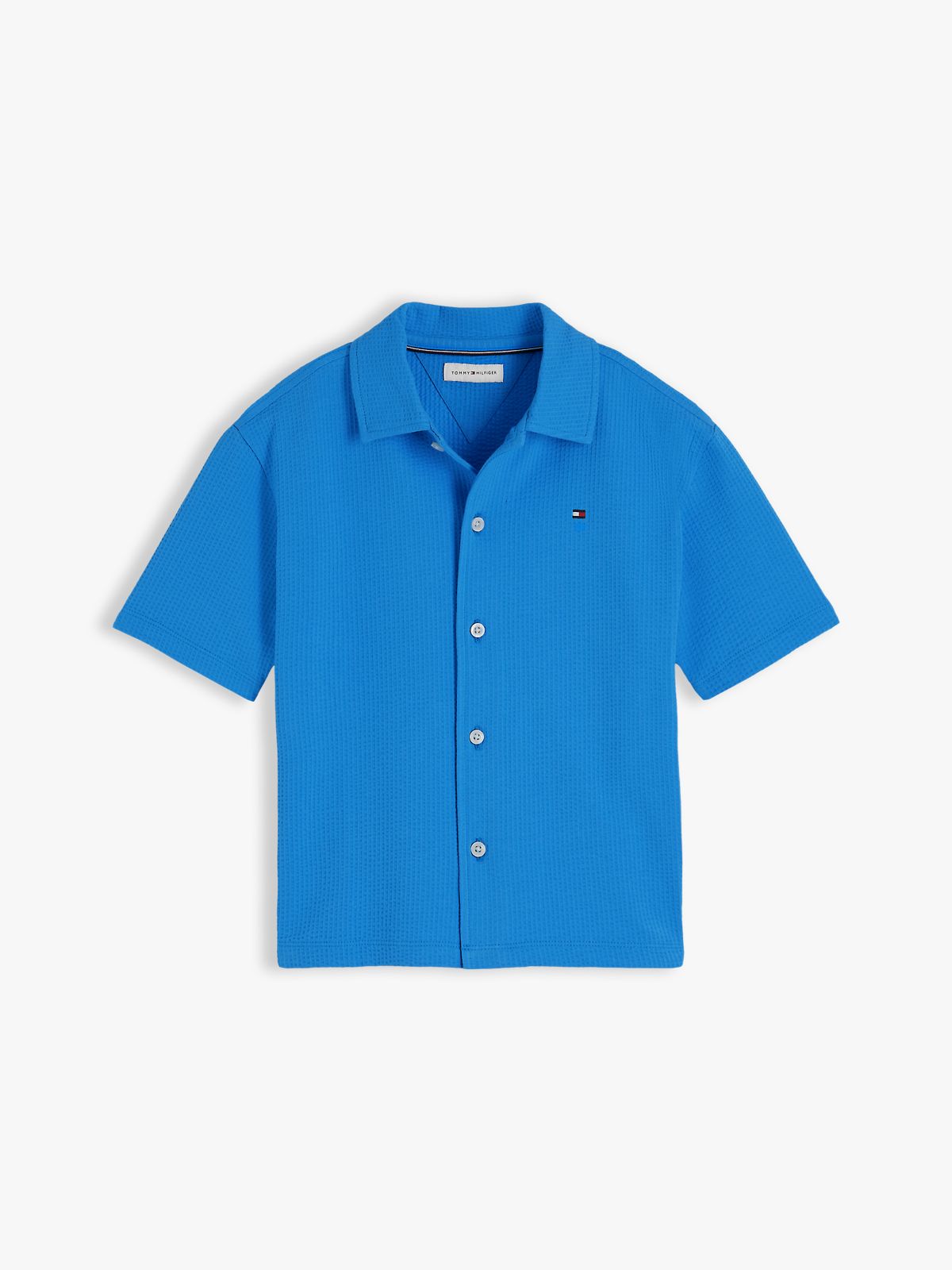 Essential Relaxed Fit Seersucker Short Sleeve Shirt — Blue