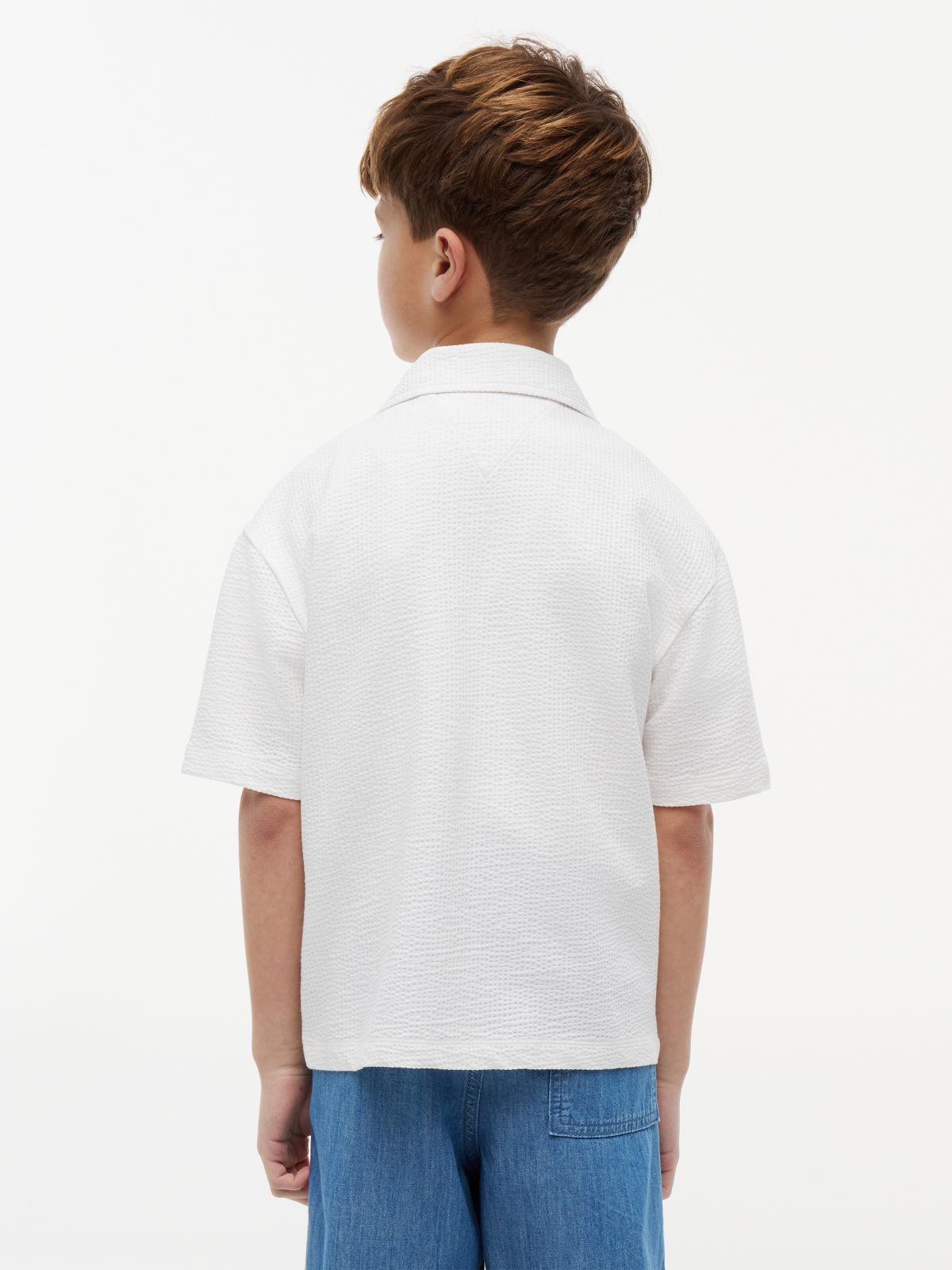 Essential Relaxed Fit Seersucker Short Sleeve Shirt — White