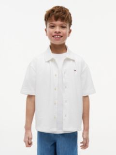 Essential Relaxed Fit Seersucker Short Sleeve Shirt — White 1