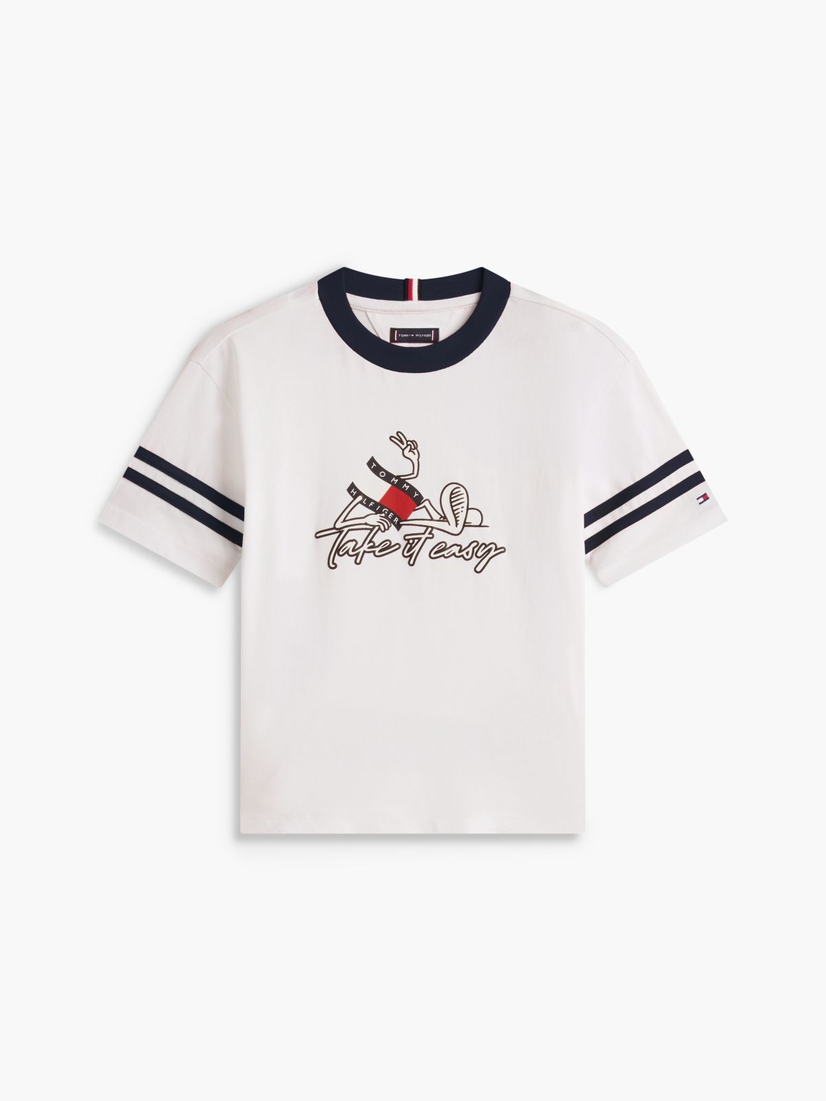 Wavy Flag Graphic T-Shirt And Sweat Shorts Set — Blue