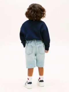Distressed Straight Leg Denim Shorts — Blue 4
