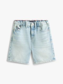 Distressed Straight Leg Denim Shorts — Blue 5