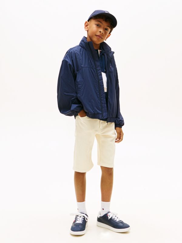 Relaxed Denim Shorts — Beige