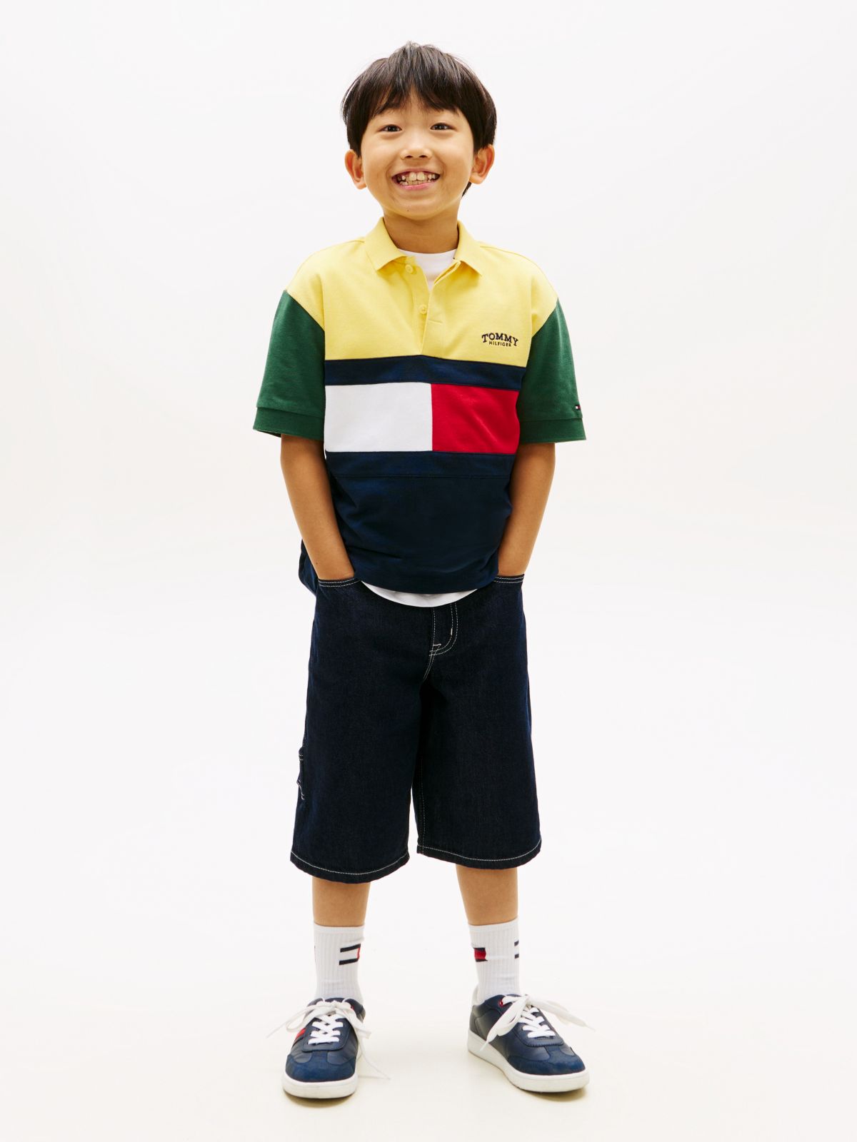 Colour-Blocked Pique Polo Shirt — Yellow