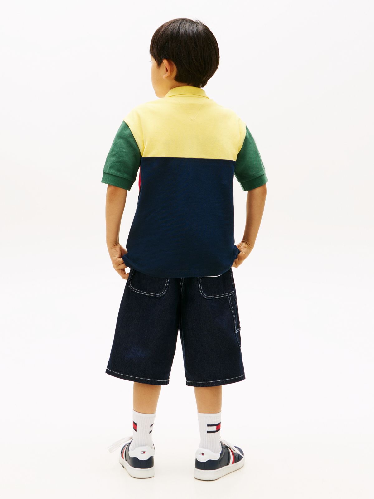 Colour-Blocked Pique Polo Shirt — Yellow