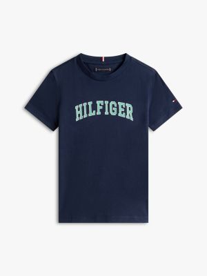 blue logo crew neck jersey t-shirt for boys tommy hilfiger