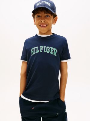 blue rundhals-t-shirt aus jersey mit logo für jungen - tommy hilfiger