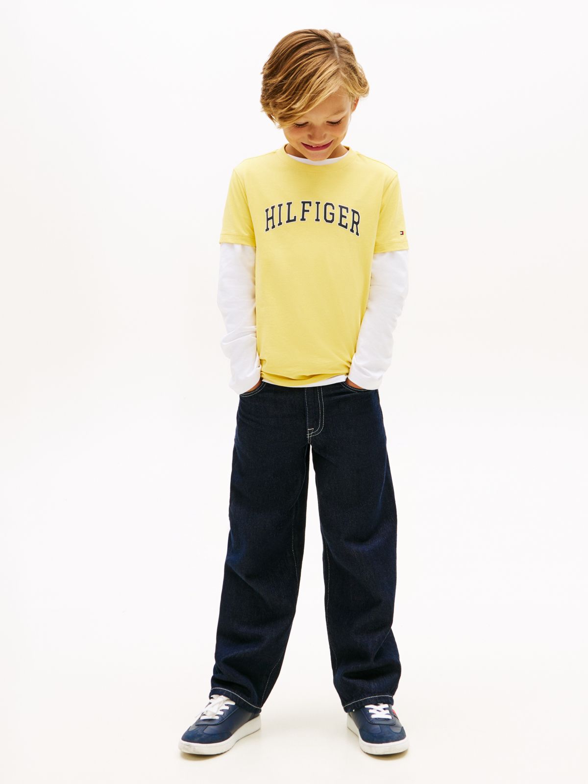 Logo Crew Neck Jersey T-Shirt — Yellow
