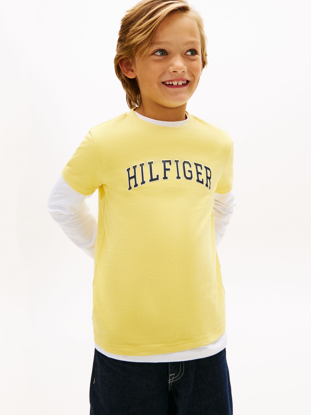 Logo Crew Neck Jersey T-Shirt — Yellow